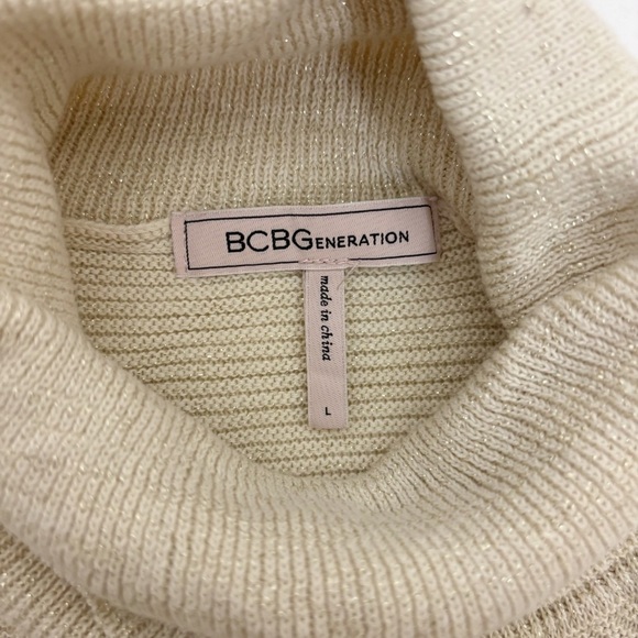 BCBGENERATION x REVOLVE Mock Neck Cutout Sweater in Ivory Champagne Size L - Picture 7 of 10